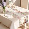 Easter Bunny Flofal Linen Table Runner Dresser Scarf Table Decor Spring Watercolor Wildflowers Table Runners Easter Decorations