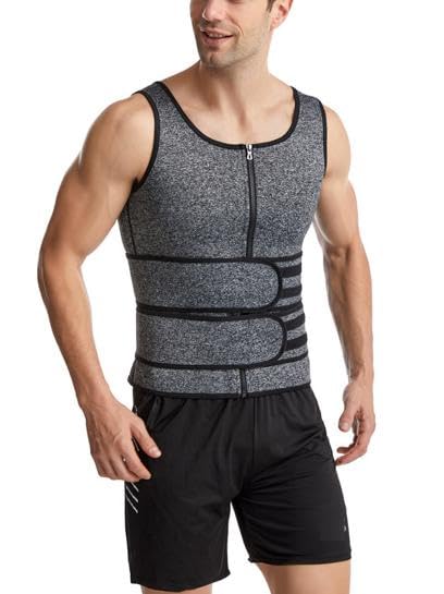 Men's Compression Shirt, Sauna Suit, Body Shaper, Adjustable Shapewear, High Sweating, Fitness (Black, XL)