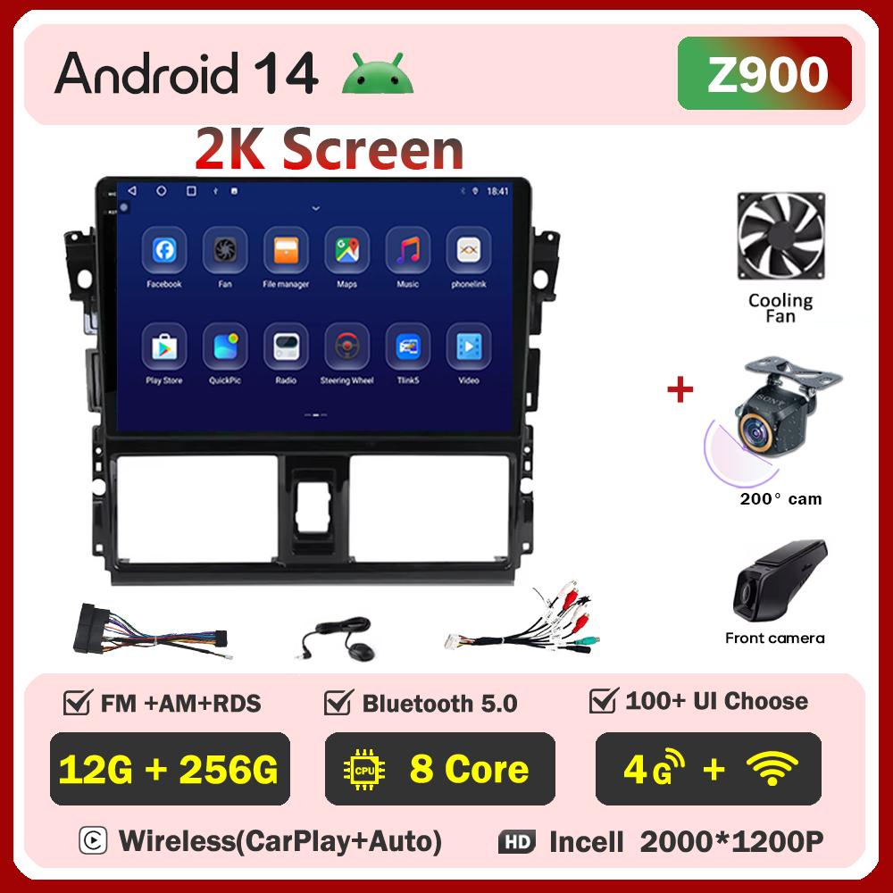 For Toyota Vios XP150 2013-2020 Car Radio Player Car Carplay Screen Autoradio Mirror Link Car Intelligent Systems Touch Screen