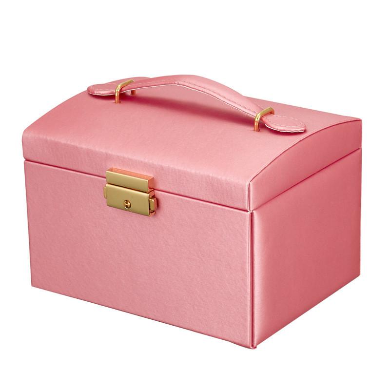 Leather Jewelry Box With Lock And Mirror For Gift Jewelry Storage