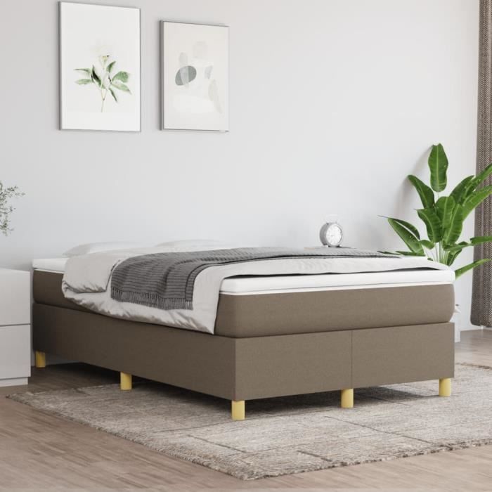 3144510 vidaXL Lit à sommier tapissier avec matelas Taupe 120x200 cm Tissu