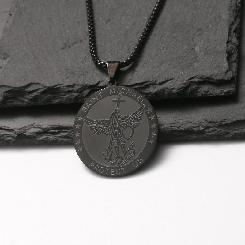 Archangel Saint Michael Medal Necklace for Women Men Stainless Steel Chain Gift Jewelry Accessory