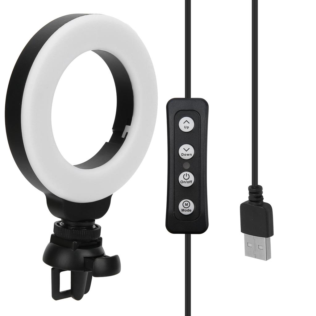 4in LED Dimmable Ring Light Selfie Fill Light with Clip for Live Video for Laptop Tablet PC