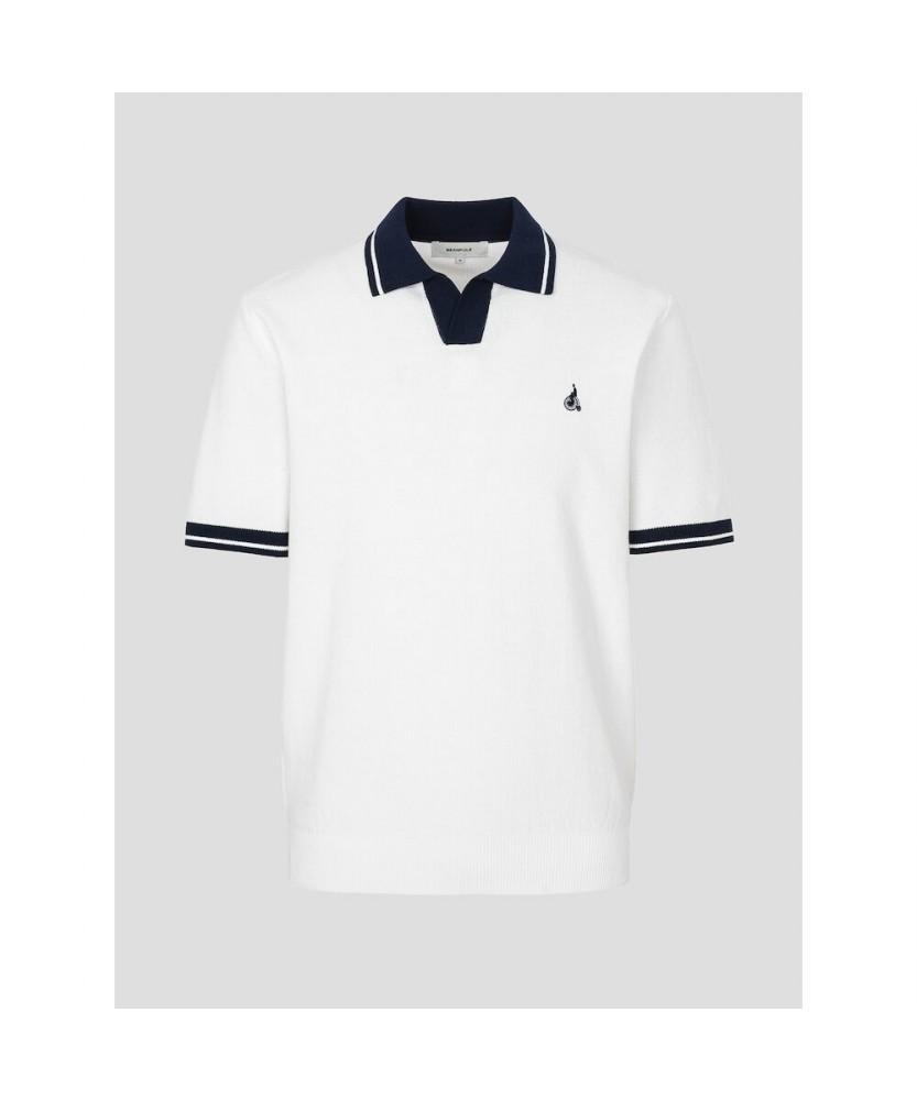 Binpolmen Tipping Open Collar Neck Knit White