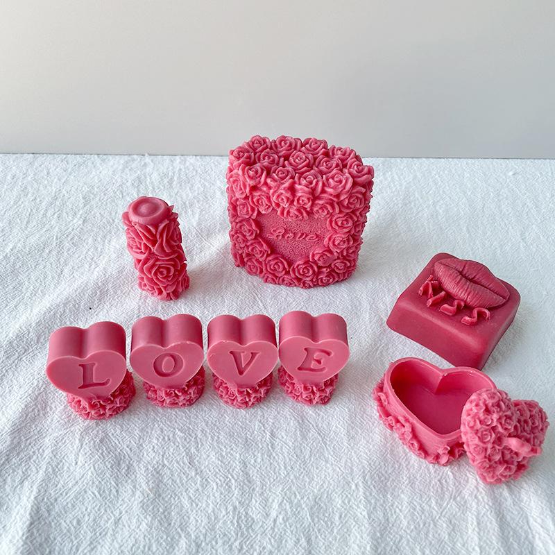Forma na aromaterapii na svíčku Rose Heart Love Silikonová forma Forma na zdobení dortů na čokoládu Ručně vyrobená forma na svíčku