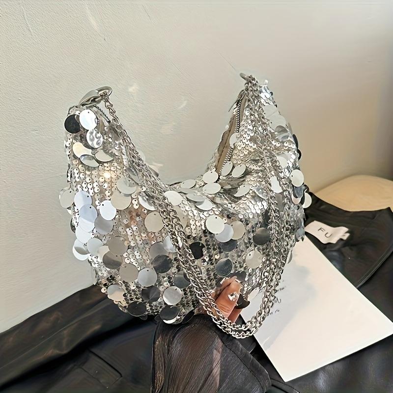 Korean Chain Sequins Crossbody Bag Trendy Korean Version, Fashionable, Niche, Unique, Chain Underarm Dumpling Bag