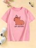 Fashion Kawaii Capybara Birthday T Shirts Kids Childrens Tshirt Boys Girls Summer Spring Casual Top Tee Shirt