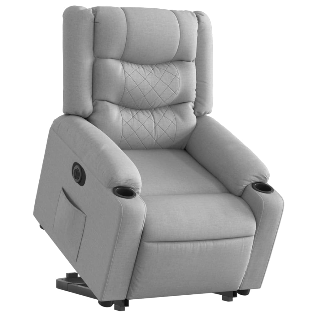 Electric Recliner Chair with Rising Function Light Grey Fabric
