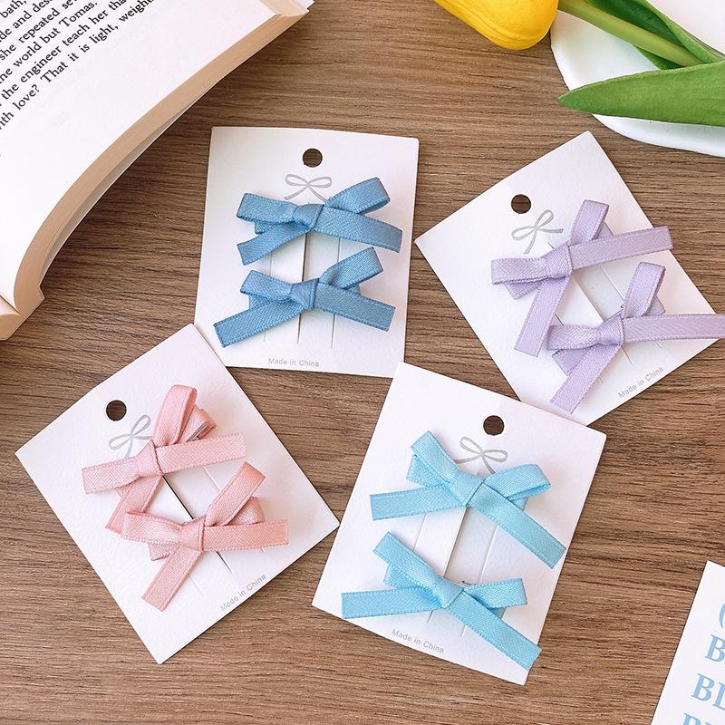 1 Pair ballet style hair clip sweet small ribbon bowknot hairpin, handmade girl princess head hair accessories.