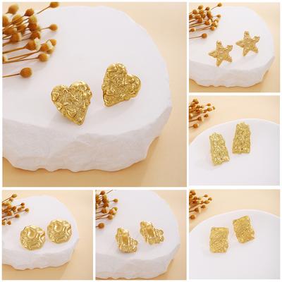 Irregular Love Star Stud Earrings, Light Luxury Fashion High Sense Metal Wind Simple Temperament Earrings