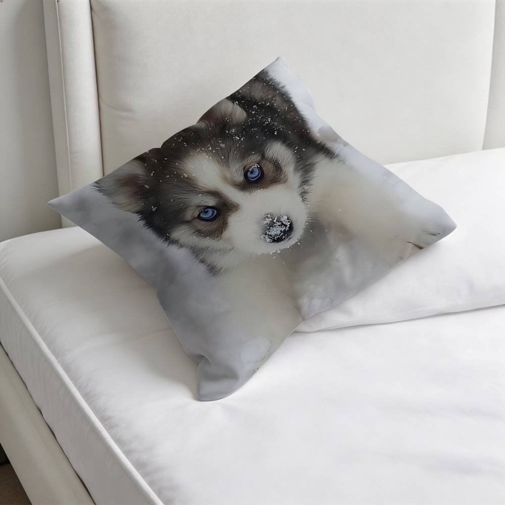 Husky PPuppy Dog Decorative Square Pillow Cover Modern Cushion Case for Living Room Bedroom