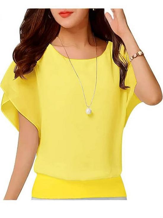 Plus Size Women's Summer Five-Sleeve Chiffon Top