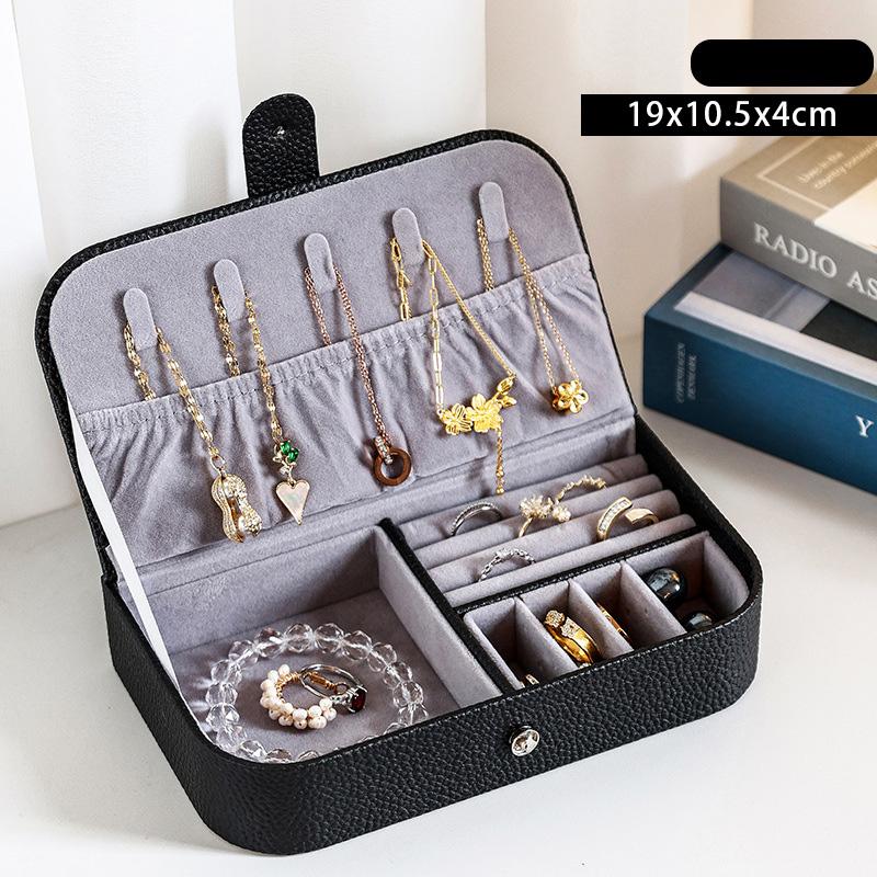 Portable Jewelry Box Jewelry Organizer Display Travel Jewelry Case Boxes Button Pu Leather Storage Zipper Jewelers Packaging