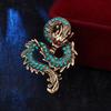 Vintage Dragon Men's Brooch HighEnd Rhinestone Lapel Pins Suit Coat Accessory Animal Design Luxury Badge Jewelry Gifts