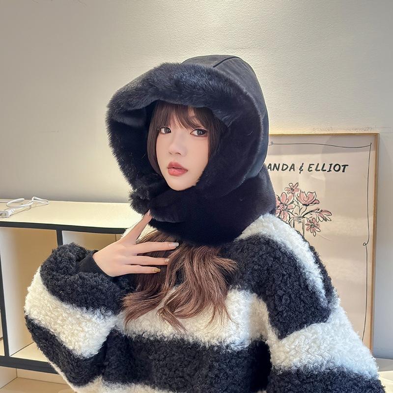 New Korean Hat for Women In Autumn and Winter Lei Feng Hat Warm and Versatile Fashion Casual Plus Velvet Thickened Knitted