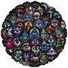 50-Piece Stylish Eyeball Graffiti Stickers - Black Base, Waterproof Design, Ideal for Helmet, Skateboard RecordingYourLife Store