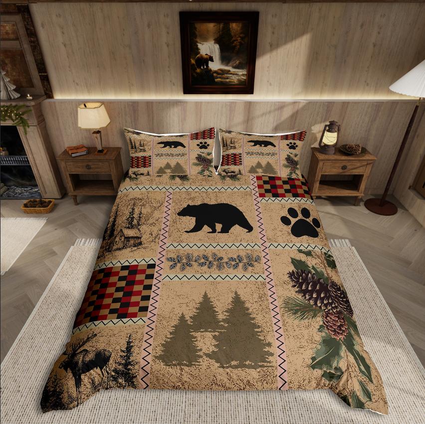 Homewish Set Copripiumino Animale Cervo Set Biancheria da Letto Caccia Fauna Selvatica del Bosco Per Adolescenti Decorazione Safari nella Giungla