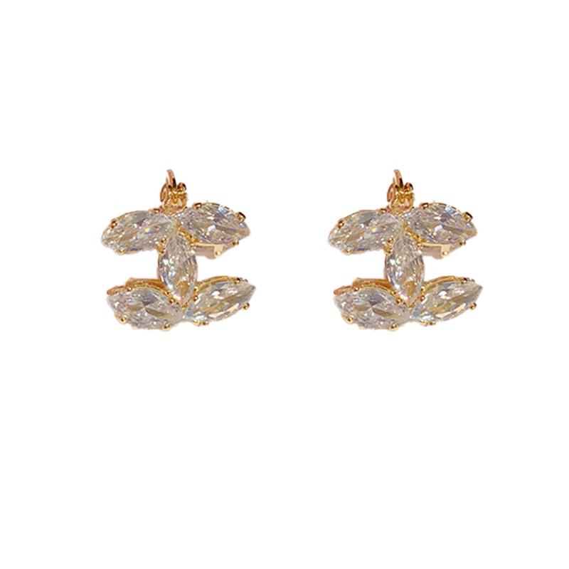 Exquisite Zircon Double C Ear Cuffs: Versatile, Fashionable Earrings for Women
