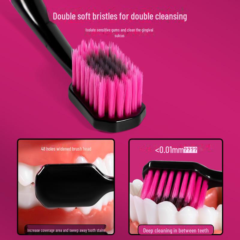 Dopamine Black Soft-Bristle Small-Head Toothbrush, Non-Slip Design, Ideal for Students & Couples [Gift Box]