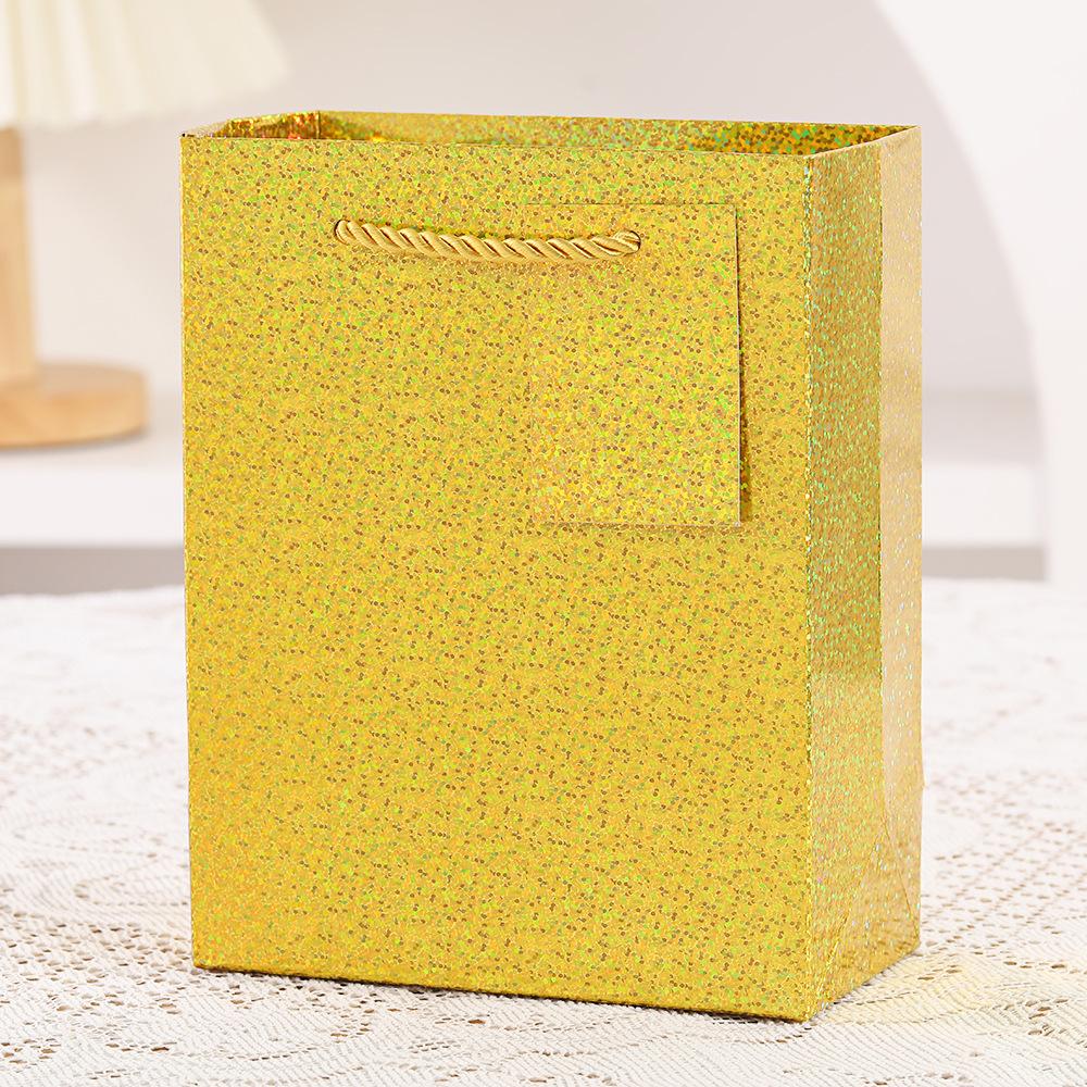 

StoBag metallic foil laser gift wrapping bags for sweets luxury shiny glossy designer reusable tote party favor holiday shopping 12pcs&15x7.6x19cm