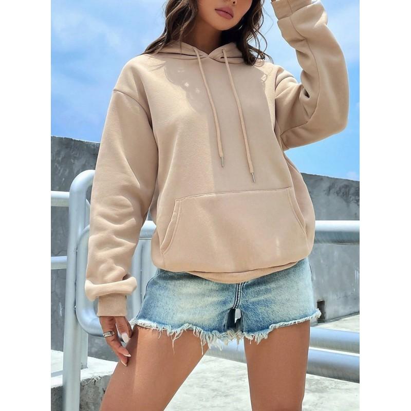 Oversized Hooded Sweatshirt Women Men Loose Fit Casual Solid Color Long Sleeve Pullover 2026