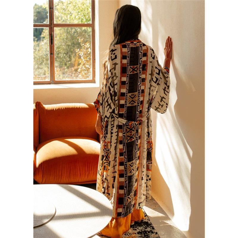 Floral Print Loose Beach Cover Up Swimsuit Cardigan Bikini Wrap Sun Protection Swimwear