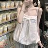 Korean Sweet Style Design Sense Bow Sling Vest Women's Summer New Bud Hem Showing Thin White Top