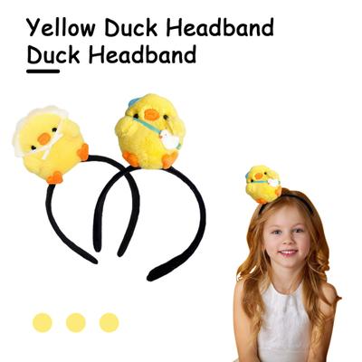Funny Yellow Duck Decor Headband Plush Doll Decor Girl Hair Hoop Elastic Cartoon Headwear Hair Accessory