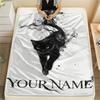 1PC Custom Name Black Cat Majesty Patterned Flannel Blanket Suitable For All Seasons for Home Decor Warmth and Comfort Gifts Holiday Present_lx