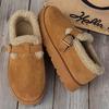 Cozy Fleece-Lined Ankle Boots - Women's Casual Mid Heel Platform Shoes - Round Toe Fabric Upper, Rubber Sole for Winter Warmth with Buckle Closure