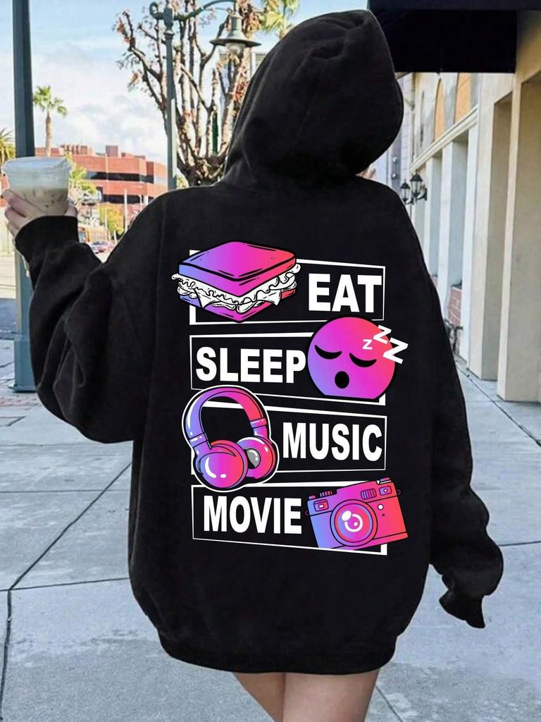 Fun Cartoon Print Female Hoody Harajuku Comfortable Sweatshirts Fashion O-Neck Quality Hooded Autumn Warm Streetwear Women