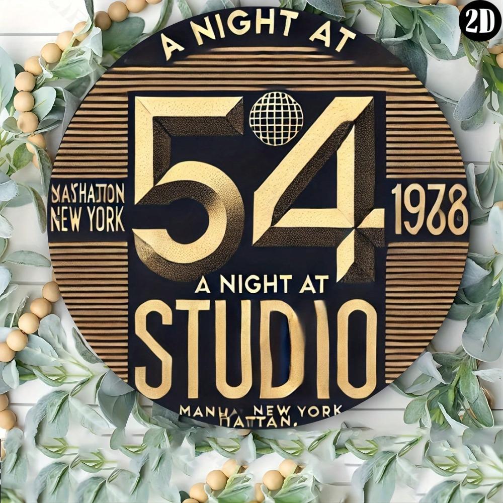 Runde Metall-Wandkunst Retro 8 Zoll Blechschild Studio 54 Aluminium Dekor für Zuhause Bar Büro Geschenk Innen Außen Halloween Wohnzimmer Küche