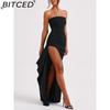 BITCED Women's Strapless Evening Gown Seductive Open-back Dress with High Side Slit Long Party Dress