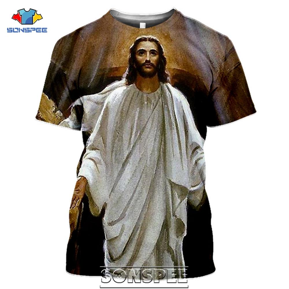 3d Gedruckte Religiöse T-shirts Für Männer Frauen Harajuku Casual Shirts Jesus Gott Rundhals Kurzarm Kleidung Atmungsaktive T-Shirt
