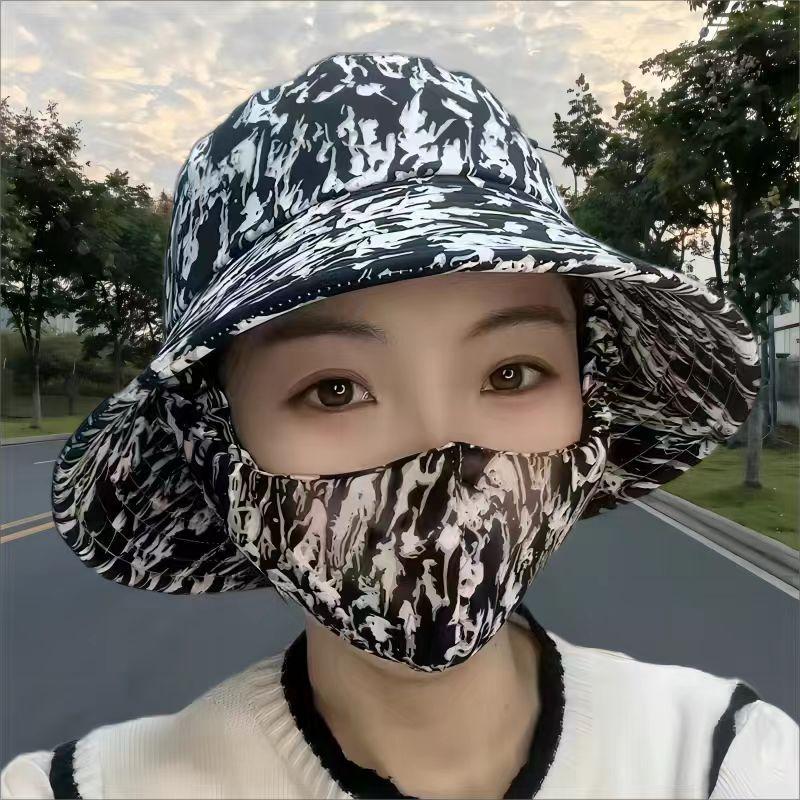 Full face sun protection,large brim, shawl, sun hat, women's neck protection, integrated anti-ultraviolet face protection,fisherman's exposed ponytail