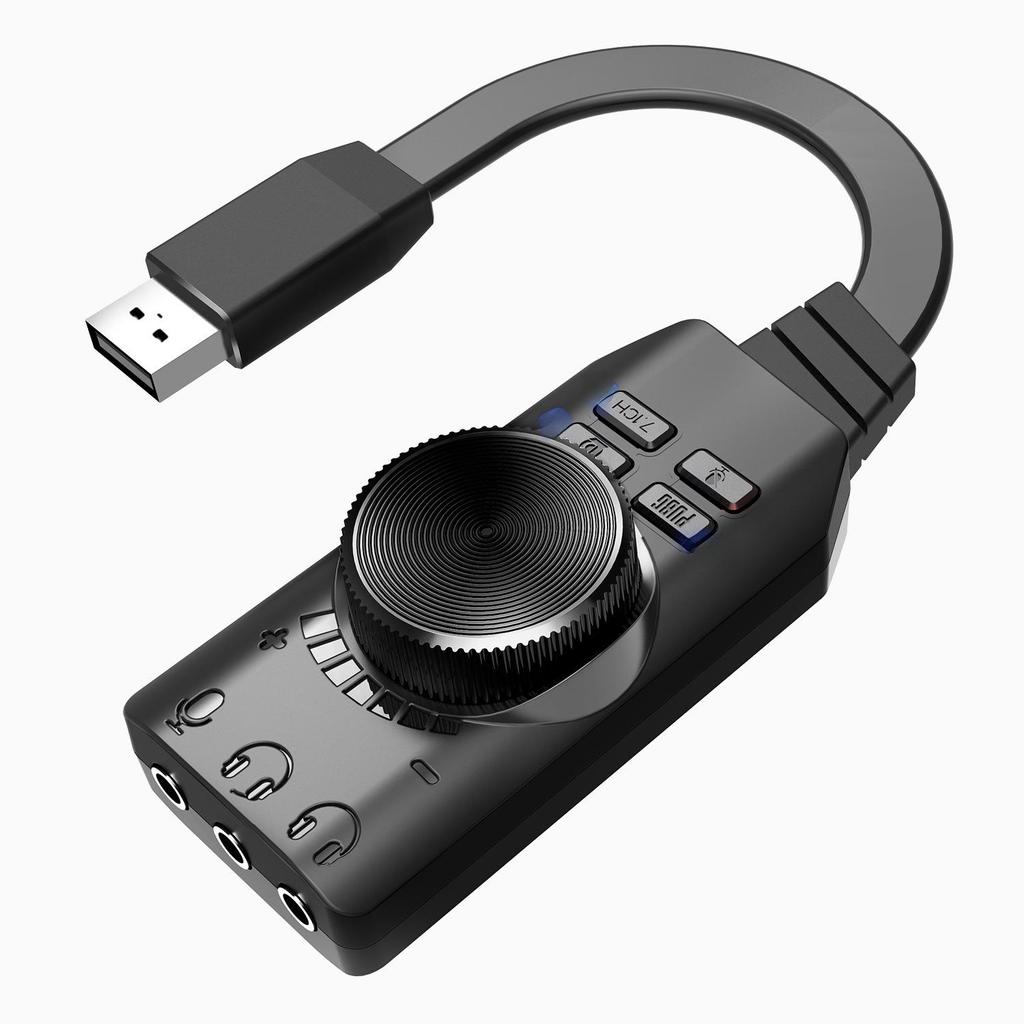 Herní zvuková karta Puji GS3 s USB 7.1 a 3,5mm konektorem pro sluchátka s mikrofonem pro PC a mobilní zařízení