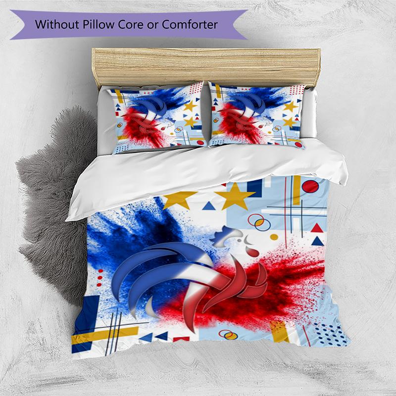 Juego de Ropa de Cama Estampada France Football de 3 Piezas Juego de Cubre Cama Acogedor y Transpirable como Regalo de Inauguración o Festivo