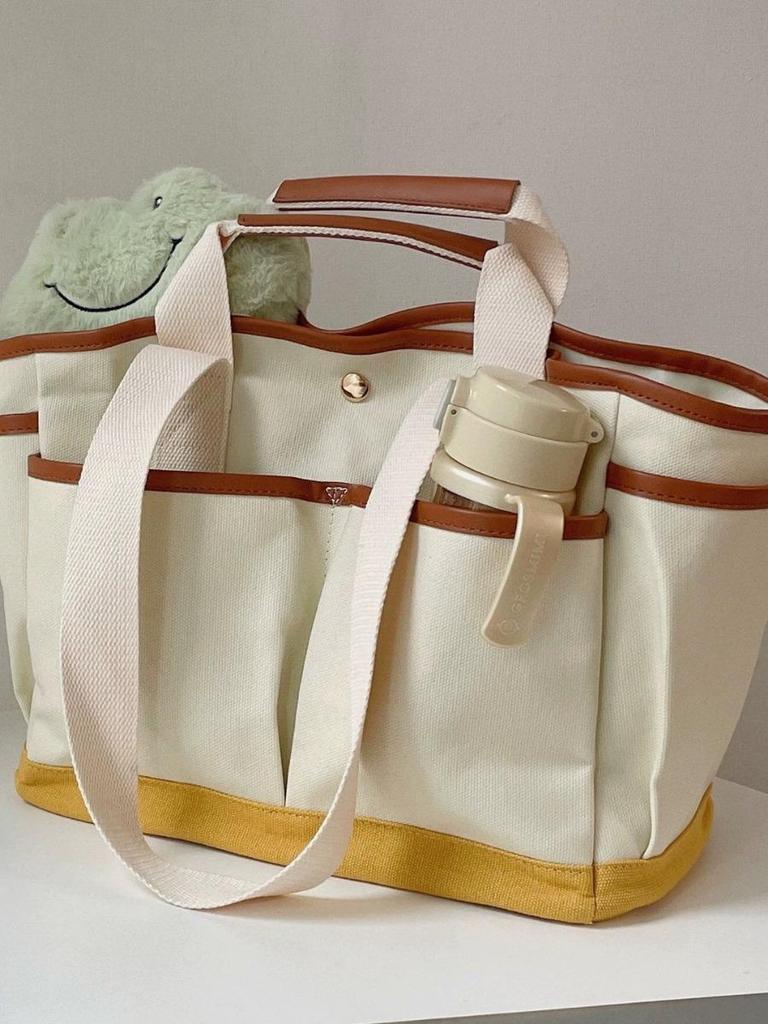 Korean Large Capacity Versatile Canvas Mommy Bag - Lightweight Crossbody Tote for Mother and Baby