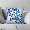Blue Butterfly Square Pillowcase Polyester Linen Velvet Creative Zip Decorative Sofa Cushion Cover