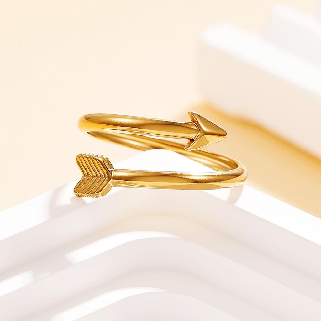 European & American Women's Stainless Steel Double Heart Geometric Open Ring