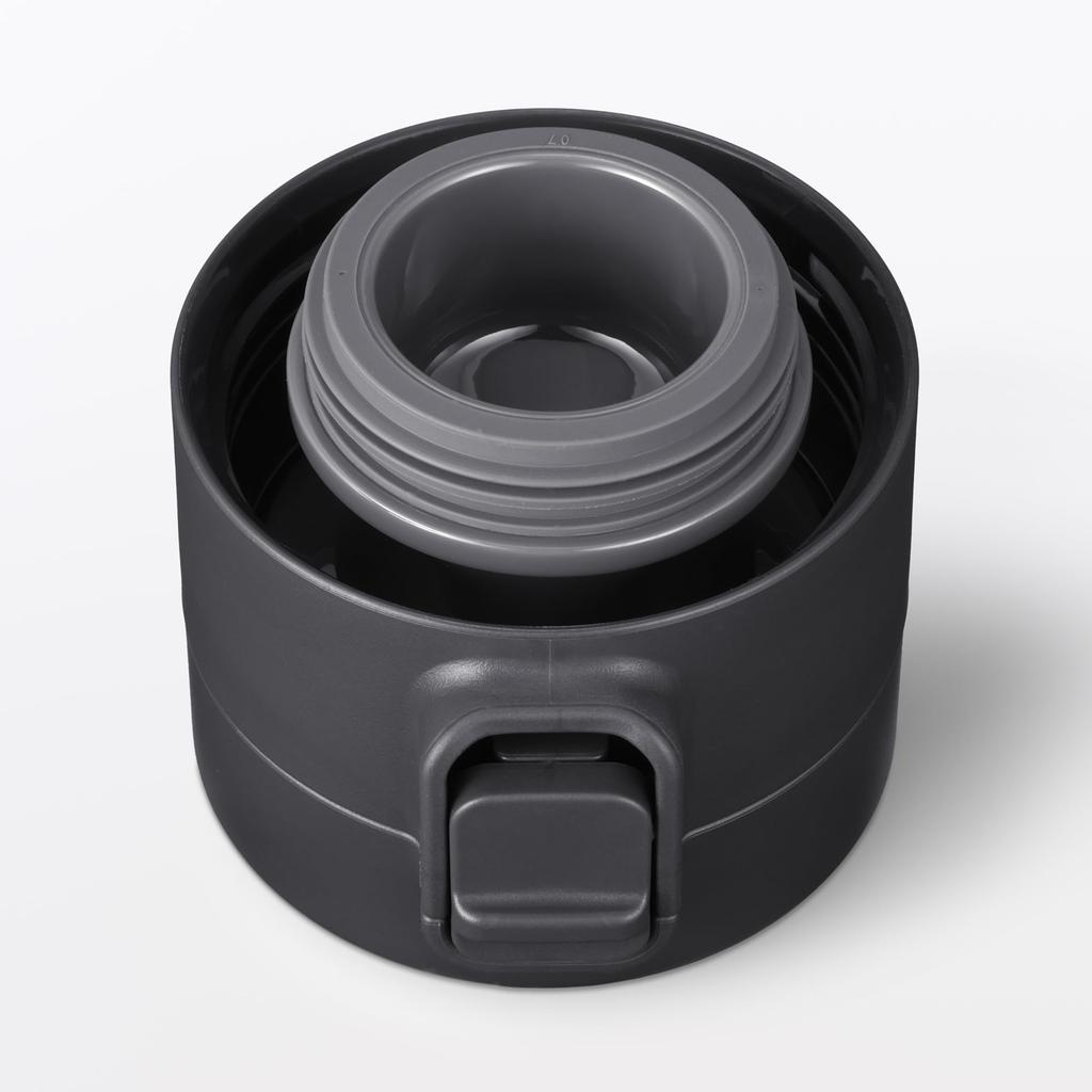 MUJI Vacuum Insulated Insulated 76049135 Bottle, One-Touch Type, 500mL, Black,