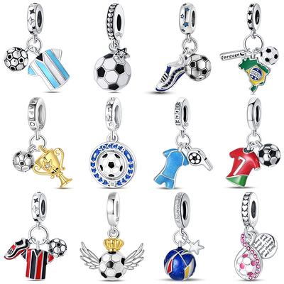 Football Beads Charm Jewelry 925 Silver Pendant Fit 3mm Bracelets DIY Sports Gift Souvenir 100% Original