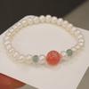 Elegant  Pearl Bracelet for Women, Fashion Round Bead Design Pendant Peal Bangle, Strawberry Crystal Bracelet