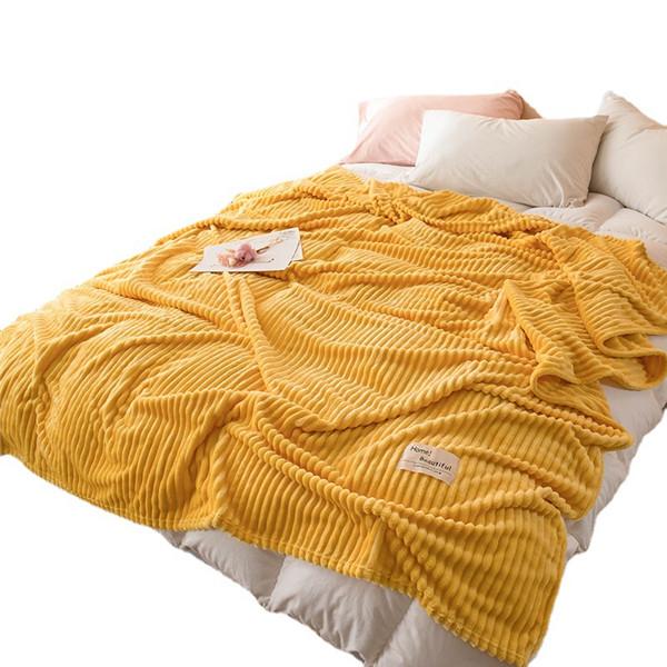 Summer Blankets Bed Coral Fleece Blanket for Sofa Throws Striped Warm Plaid Fleece Bed Cover Flannel Blanket