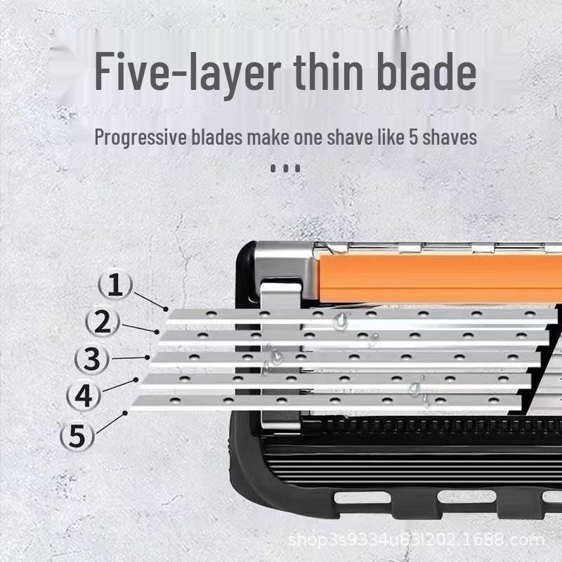 Old-Fashioned 5-Layer Men's Manual Shaving Razor with Five Cutter Heads