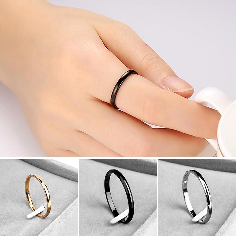 1Pc Women/Girl Jewelry Wedding Band Fashion Ring Wedding Gift Stainless Steel Thin Stackable 2MM