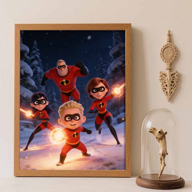 Disney Diamond Art Painting Kit 5D Diamond Painting The Incredibles Art Diamond Home Wall Decor Round 20x30cm