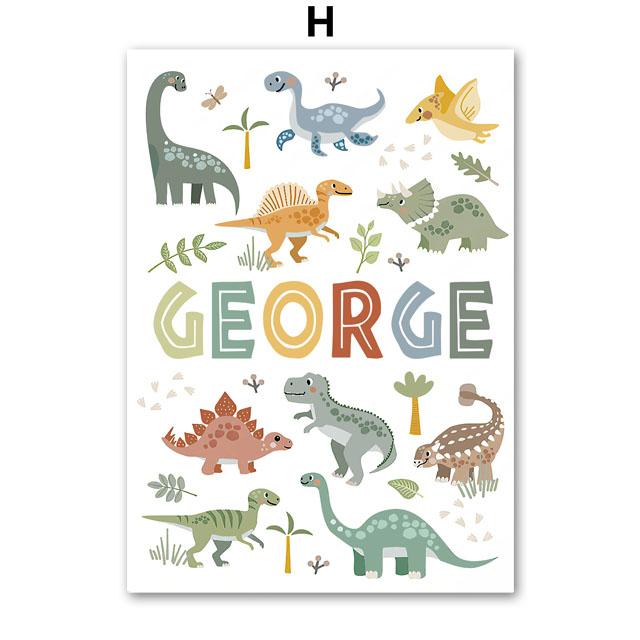 Cute Dinosaur T-Rex Brachiosaurus Nursery Wall Art Canvas Painting Nordic Dino Posters And Prints Pictures Baby Kids Room Decor