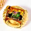 Harry Potter Resurrection Stone Open Ring - Copper Plated, 18K Gold, Color-Changing Lettering, Pyramid-Colored Gem.