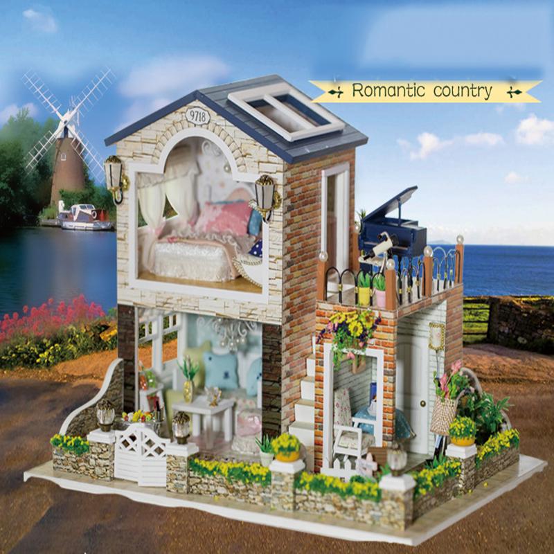 

Домашняя модель деревянного здания DIY, украшение на день святого Валентина, креативный подарок для подруги